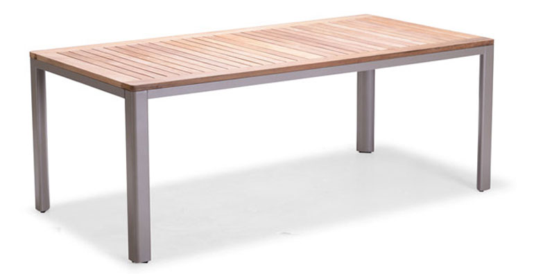 Mesa de Aluminio Fija Prestige madera teka