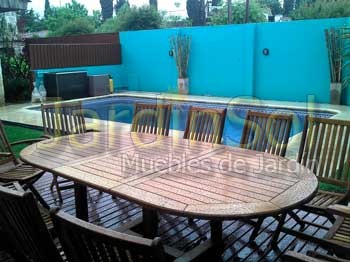 Juego de madera extensible mesa oval con sillas pinamar