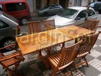 Juego de madera extensible mesa rectangular con sillas pinamar