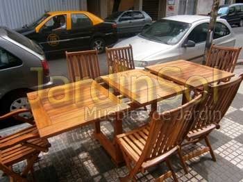 Juego de madera extensible mesa rectangular con sillas pinamar