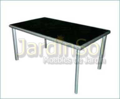 Vanage Helsinki mesa de aluminio con acabado de madera mesa de negro la parte superior de unos 90 x 90 cm 